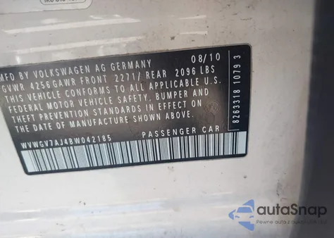 2011 Volkswagen Gti 4-Door из США, поврежденный, VIN WVWGV7AJ4BW042185